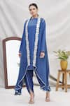 Buy_Ekta Singh_Blue Georgette Round Asymmetric Cape And Dhoti Pant Set  _at_Aza_Fashions