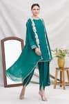 Buy_Ekta Singh_Green Georgette Round Asymmetric Cape And Dhoti Pant Set  _at_Aza_Fashions