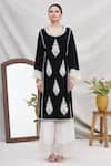 Buy_Ekta Singh_Black Velvet Round Kurta Set _Online_at_Aza_Fashions