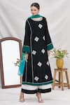 Buy_Ekta Singh_Black Velvet Round Panelled Kurta Set _at_Aza_Fashions