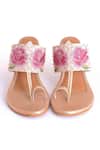 Shop_Sole House_Beige Embroidery, Pearls, Zari Vegan Leather Floral Block Heels _at_Aza_Fashions
