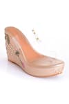 Buy_Sole House_Gold Pearls, Zari Vegan Leather Clear Strap Kolhapuri Wedges _at_Aza_Fashions