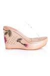 Shop_Sole House_Gold Pearls, Zari Vegan Leather Clear Strap Kolhapuri Wedges _Online_at_Aza_Fashions