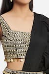 Neha Khullar_Black Chiffon Ruffle Pre-draped Saree_at_Aza_Fashions