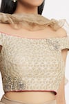 Neha Khullar_Beige Chanderi Straight Off Shoulder Top And Palazzo Set _at_Aza_Fashions