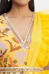 Neha Khullar_Yellow Chiffon V Neck Printed Anarkali With Dupatta _at_Aza_Fashions