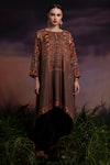 Buy_Rajdeep Ranawat_Brown Silk Draped Tunic  _Online_at_Aza_Fashions