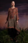 Rajdeep Ranawat_Brown Silk Draped Tunic  _Online_at_Aza_Fashions