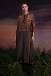 Buy_Rajdeep Ranawat_Brown Silk Kurta And Palazzo Set  _at_Aza_Fashions