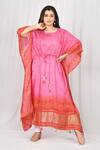Buy_Naintara Bajaj_Pink Japanese Wave Print Kuftan _at_Aza_Fashions
