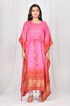 Naintara Bajaj_Pink Japanese Wave Print Kuftan _Online_at_Aza_Fashions