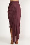 Masumi Mewawalla_Purple Dupion Cold Shoulder Top And Draped Skirt Set  _Online_at_Aza_Fashions