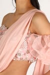 Masumi Mewawalla_Pink Dupion Pre-draped Dhoti Pant Saree Set _Online_at_Aza_Fashions