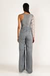 Shop_Masumi Mewawalla_Grey Dupion One Shoulder Jumpsuit  _at_Aza_Fashions