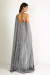 Shop_Masumi Mewawalla_Grey Dupion One Shoulder Cape Jumpsuit  _at_Aza_Fashions