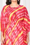 Shop_Naintara Bajaj_Red Leheriya Print Kaftan _Online_at_Aza_Fashions