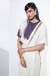 Shop_Ampm_White Pre-draped Saree With Paneled Blouse_Online_at_Aza_Fashions