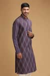 Chatenya Mittal_Purple Cotton Silk Embroidered Kurta And Pant Set _Online_at_Aza_Fashions