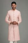 Buy_Chatenya Mittal_Pink Silk Embroidered Sherwani Set _at_Aza_Fashions