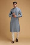 Buy_Chatenya Mittal_Grey Cotton Silk Embroidered Kurta And Pant Set _Online_at_Aza_Fashions