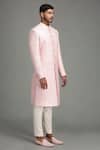 Chatenya Mittal_Pink Silk Blend Embroidered Sherwani Set _Online_at_Aza_Fashions