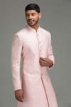 Shop_Chatenya Mittal_Pink Silk Blend Embroidered Sherwani Set _Online_at_Aza_Fashions
