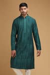 Buy_Chatenya Mittal_Green Cotton Silk Embroidered Kurta And Pant Set _at_Aza_Fashions