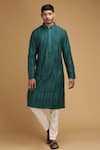 Buy_Chatenya Mittal_Green Cotton Silk Embroidered Kurta And Pant Set _Online_at_Aza_Fashions