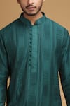 Chatenya Mittal_Green Cotton Silk Embroidered Kurta And Pant Set _at_Aza_Fashions