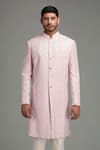 Buy_Chatenya Mittal_Pink Linen Silk Embroidered Sherwani Set _Online_at_Aza_Fashions