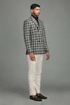 Chatenya Mittal_White Wool Blend Checkered Double Breasted Blazer _Online_at_Aza_Fashions