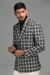 Buy_Chatenya Mittal_White Wool Blend Checkered Double Breasted Blazer _Online_at_Aza_Fashions