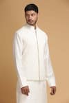 Chatenya Mittal_White Cotton Silk Embroidered Nehru Jacket _Online_at_Aza_Fashions