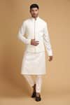 Buy_Chatenya Mittal_White Cotton Silk Embroidered Nehru Jacket _Online_at_Aza_Fashions