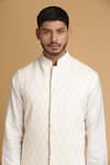 Shop_Chatenya Mittal_White Cotton Silk Embroidered Nehru Jacket _Online_at_Aza_Fashions