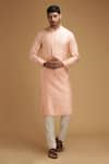 Buy_Chatenya Mittal_Peach Cotton Silk Floral Motif Kurta And Pant Set _Online_at_Aza_Fashions