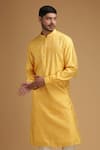 Buy_Chatenya Mittal_Yellow Cotton, Silk Embroidery Floral Motif Kurta  For Kids_at_Aza_Fashions