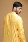 Shop_Chatenya Mittal_Yellow Cotton, Silk Embroidery Floral Motif Kurta  For Kids_at_Aza_Fashions