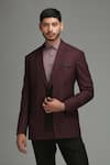 Buy_Chatenya Mittal_Maroon Wool Blend Blazer _at_Aza_Fashions