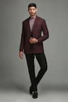 Chatenya Mittal_Maroon Wool Blend Blazer _Online_at_Aza_Fashions