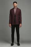 Buy_Chatenya Mittal_Maroon Wool Blend Blazer _Online_at_Aza_Fashions