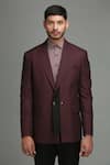 Shop_Chatenya Mittal_Maroon Wool Blend Blazer _Online_at_Aza_Fashions