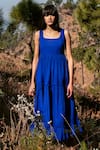 Buy_Kharakapas_Blue Tiered Midi Dress  _Online_at_Aza_Fashions