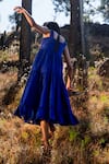 Shop_Kharakapas_Blue Tiered Midi Dress  _at_Aza_Fashions