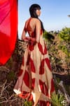 Shop_Kharakapas_Beige Shibori Dyed Maxi Dress  _at_Aza_Fashions