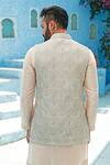 Shop_Vanshik_White Silk Embroidered Bundi And Kurta Set_at_Aza_Fashions