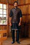 Buy_Vanshik_Blue Silk Brocade Bundi And Kurta Set _at_Aza_Fashions