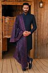 Buy_Vanshik_Blue Silk Embroidered Sherwani Set _at_Aza_Fashions