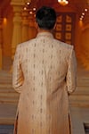 Shop_Vanshik_Gold Raw Silk Embroidered Sherwani Set _at_Aza_Fashions