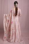Shop_Show Shaa_Pink Silk Chanderi Dupatta Tusser Silk Lining Mul Block Print Anarkali With_at_Aza_Fashions